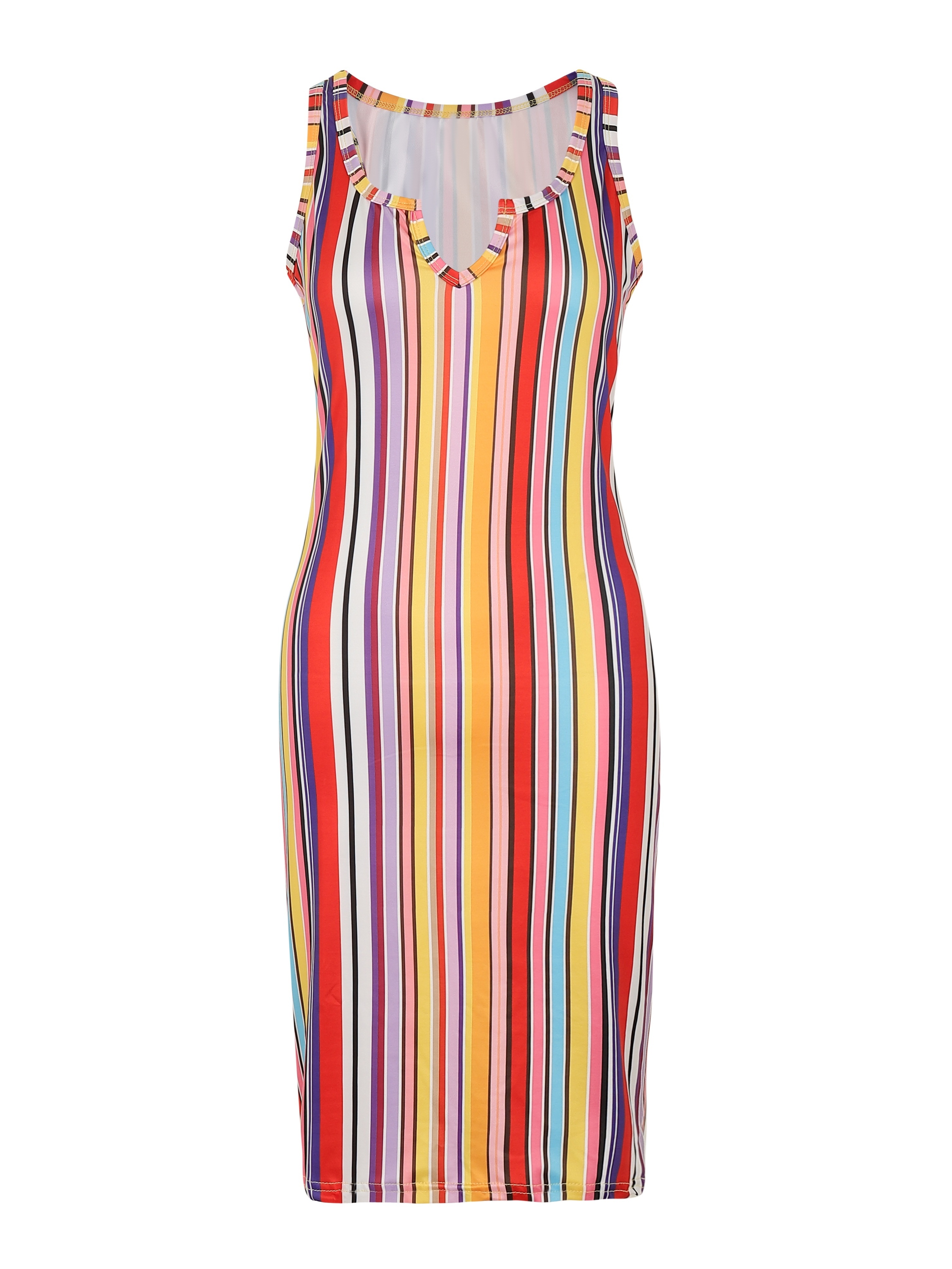 Random Print Striped Bodycon Dress Sexy Sleeveless V neck - Temu Canada