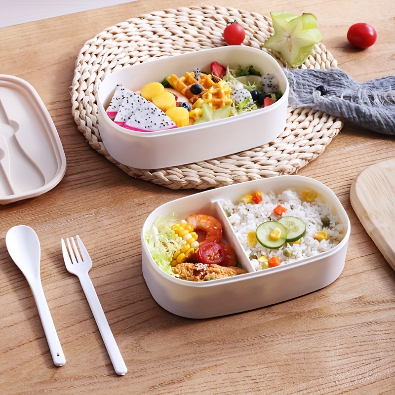 1pc Microwaveable Bento Box With Dip Container For Salad And