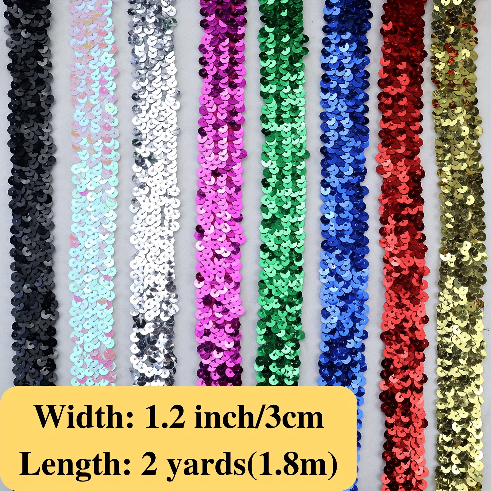 2 Yards Elastic Sequin Lace Ribbon Trim Glitter Stretch - Temu