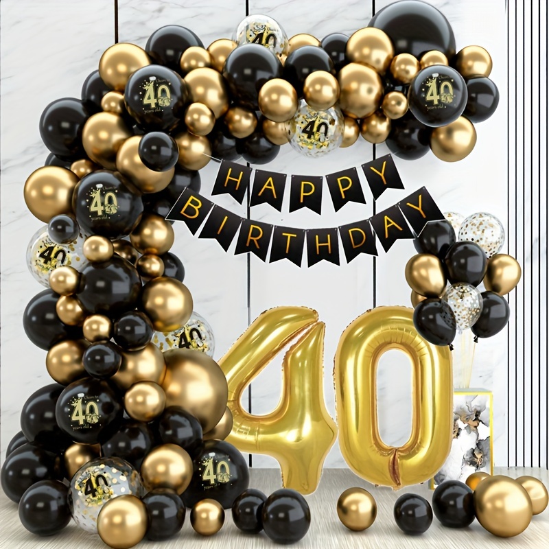 Black Gold Balloon Set Happy Birthday 40 Years Balloons 40 years