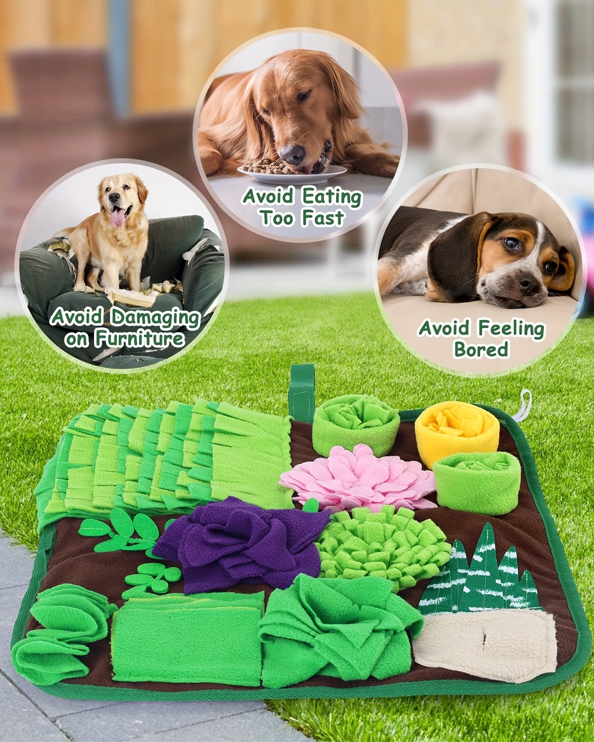 interactive dog snuffle mat slow feeder   toy for mental stimulation anti choking design pet smell training   blanket Product details 2