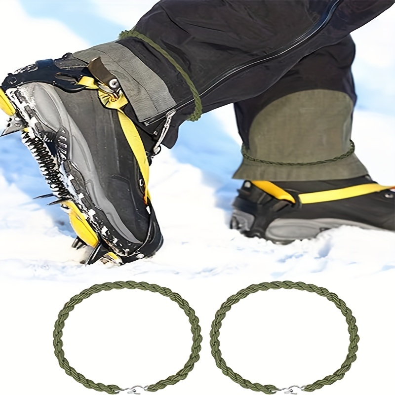 Crampons à glace Crampons de traction à pied Crampons à neige pour bottes  Chaussures Hommes Femmes Antidérapants Poignées à glace avec sangles Velcro  Pinces à glace 24 Crampons Crampons Chaussures Crampons à