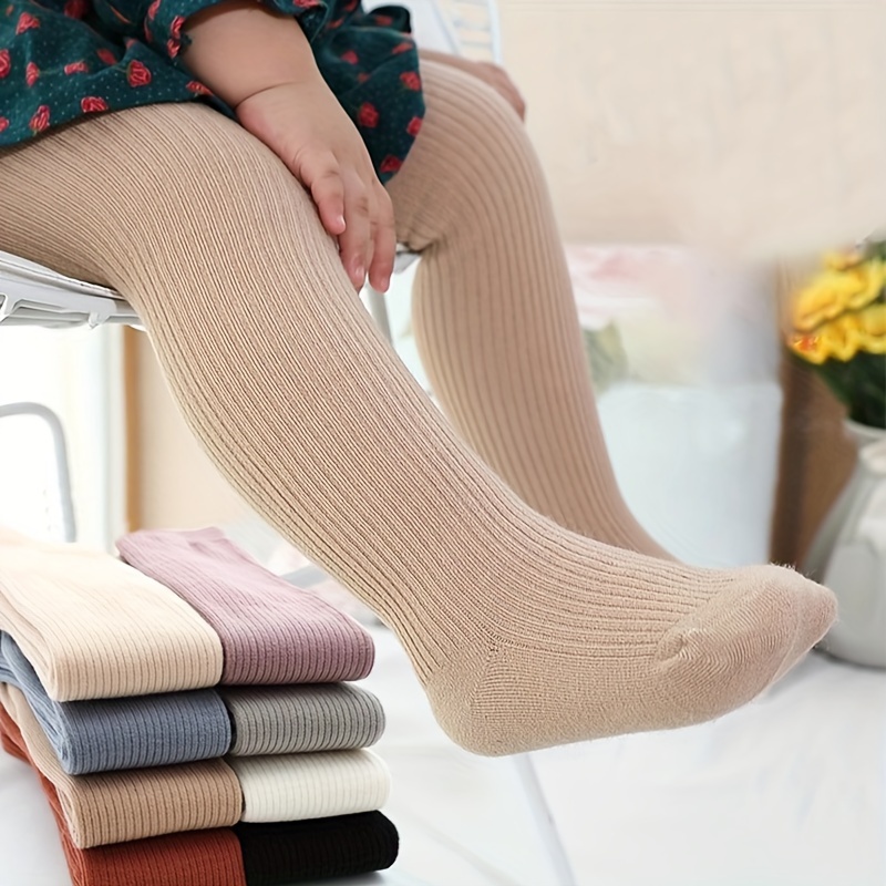 Girl's Solid Comfy Breathable Cotton Blend Leggings - Temu Australia