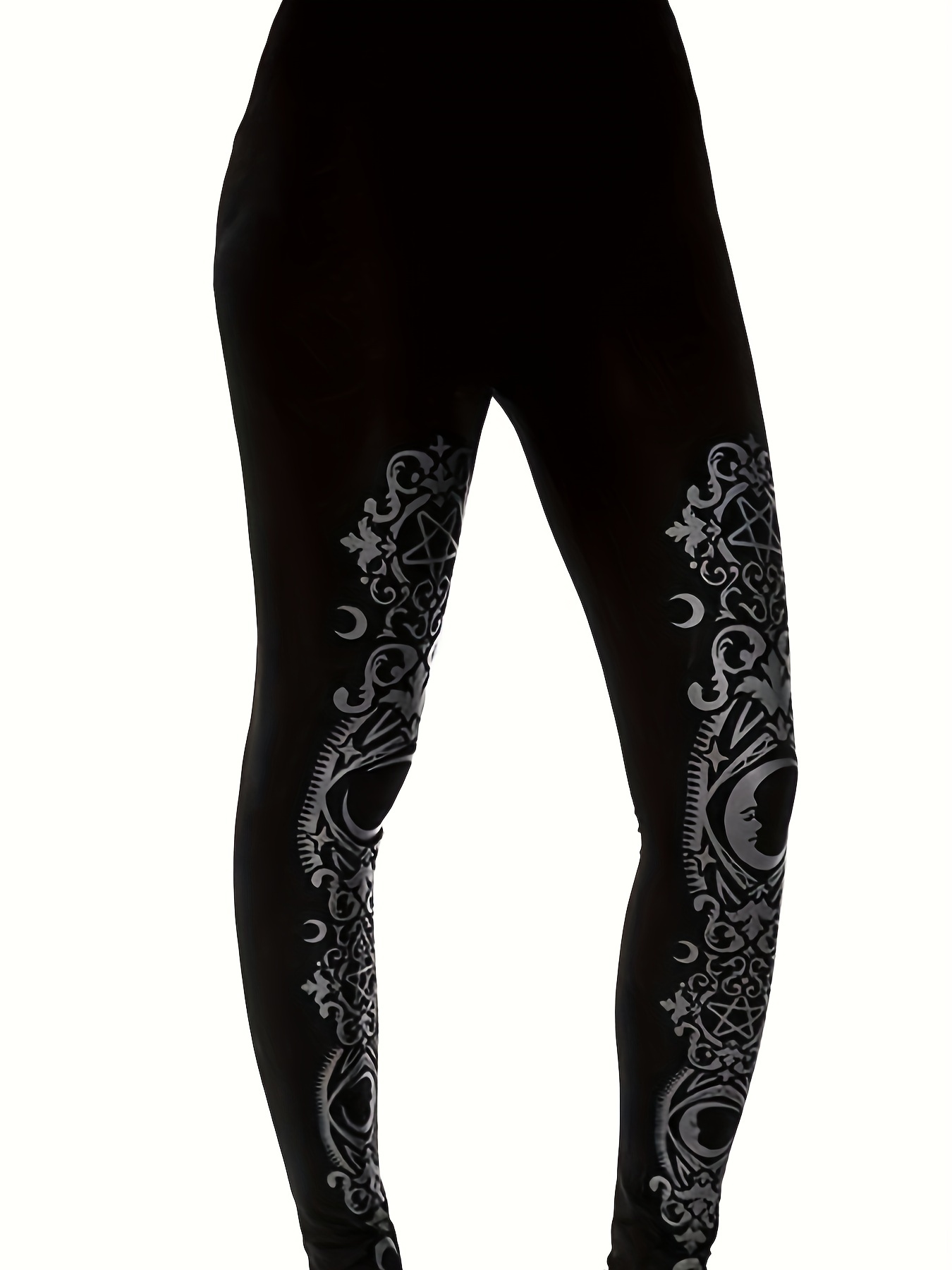 Plus Size Gothic Leggings Women's Plus Graphic Print Slight - Temu