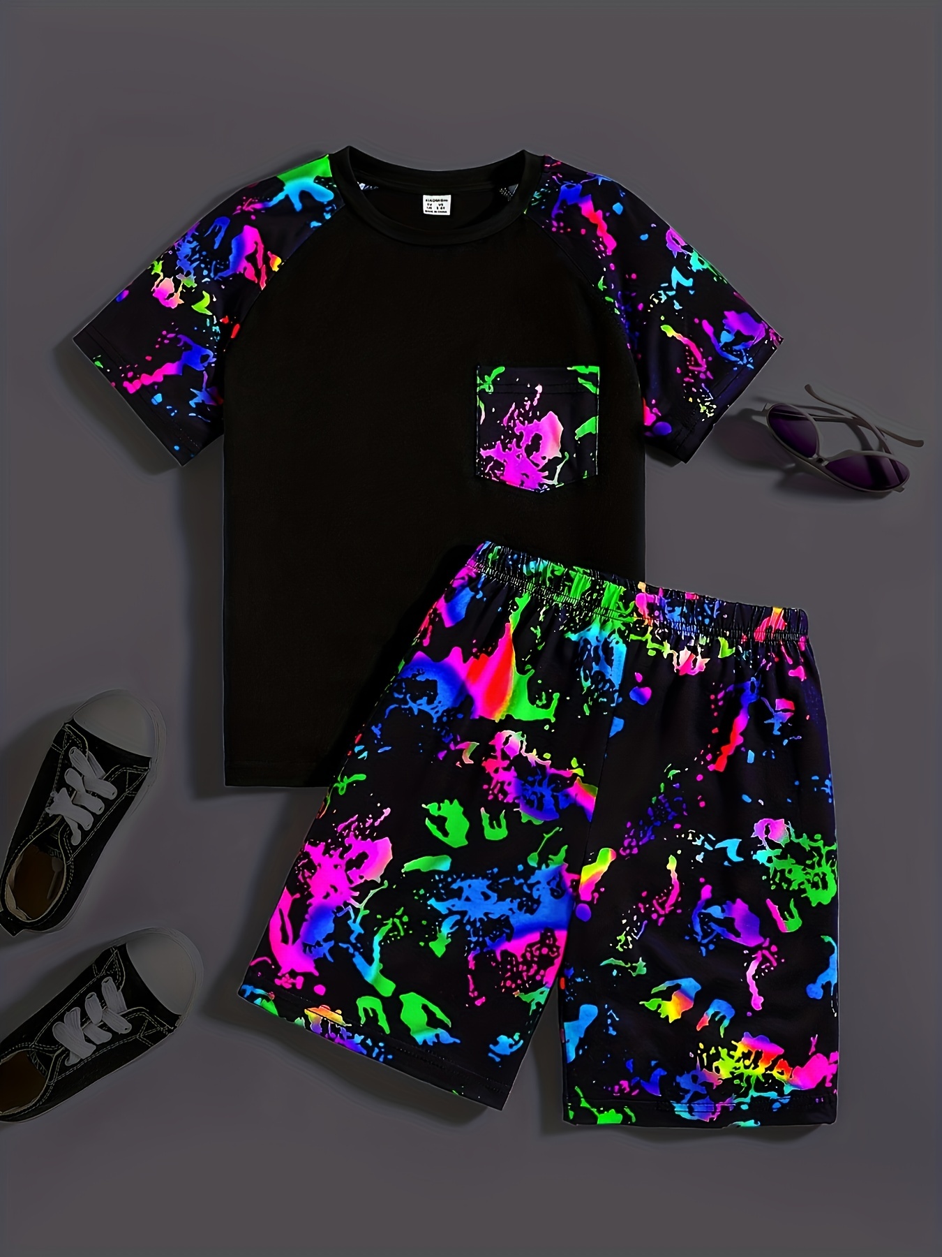 Toddler Baby Boys Trendy Graphic Print Reflective Short Sleeve Tee