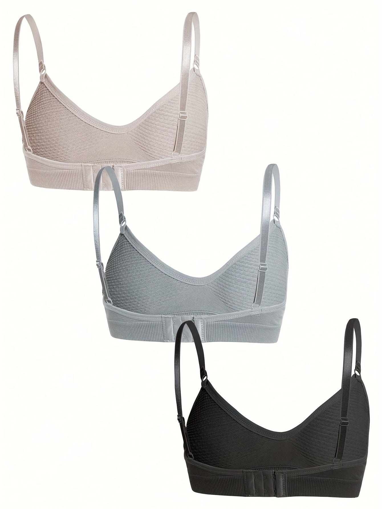 3pcs Simple Solid Wireless Bras, Comfy & Breathable Intimates Bra, Women's  Lingerie & Underwear