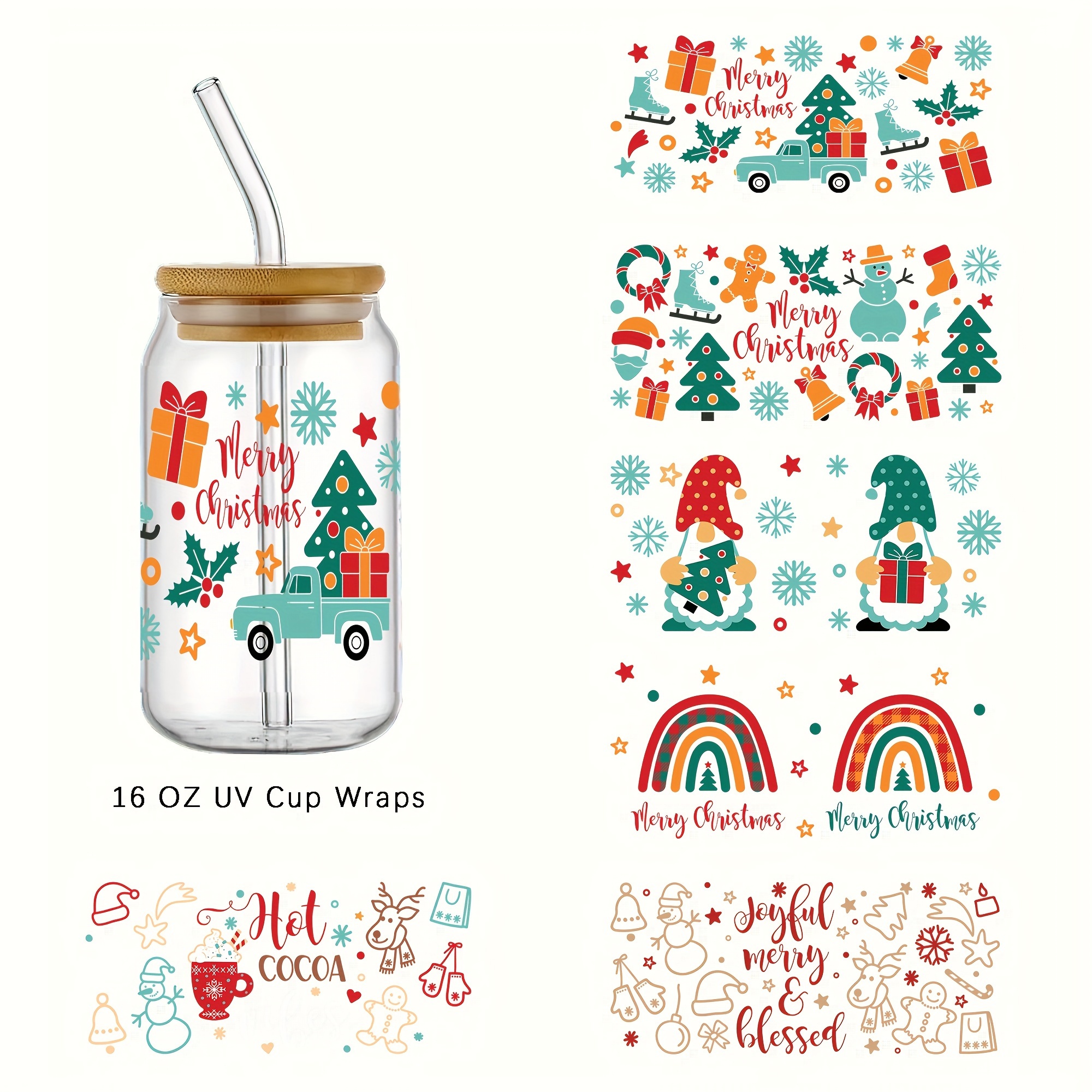 Uv Dtf Cup Wrap Christmas Theme Uv Dtf Transfers Stickers - Temu