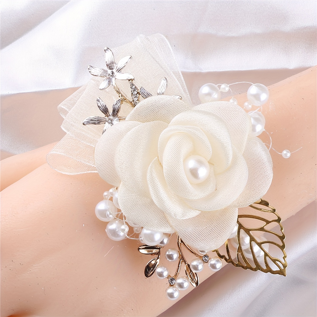 Wrist Corsage For Wedding Artificial Pearl Wristband - Temu