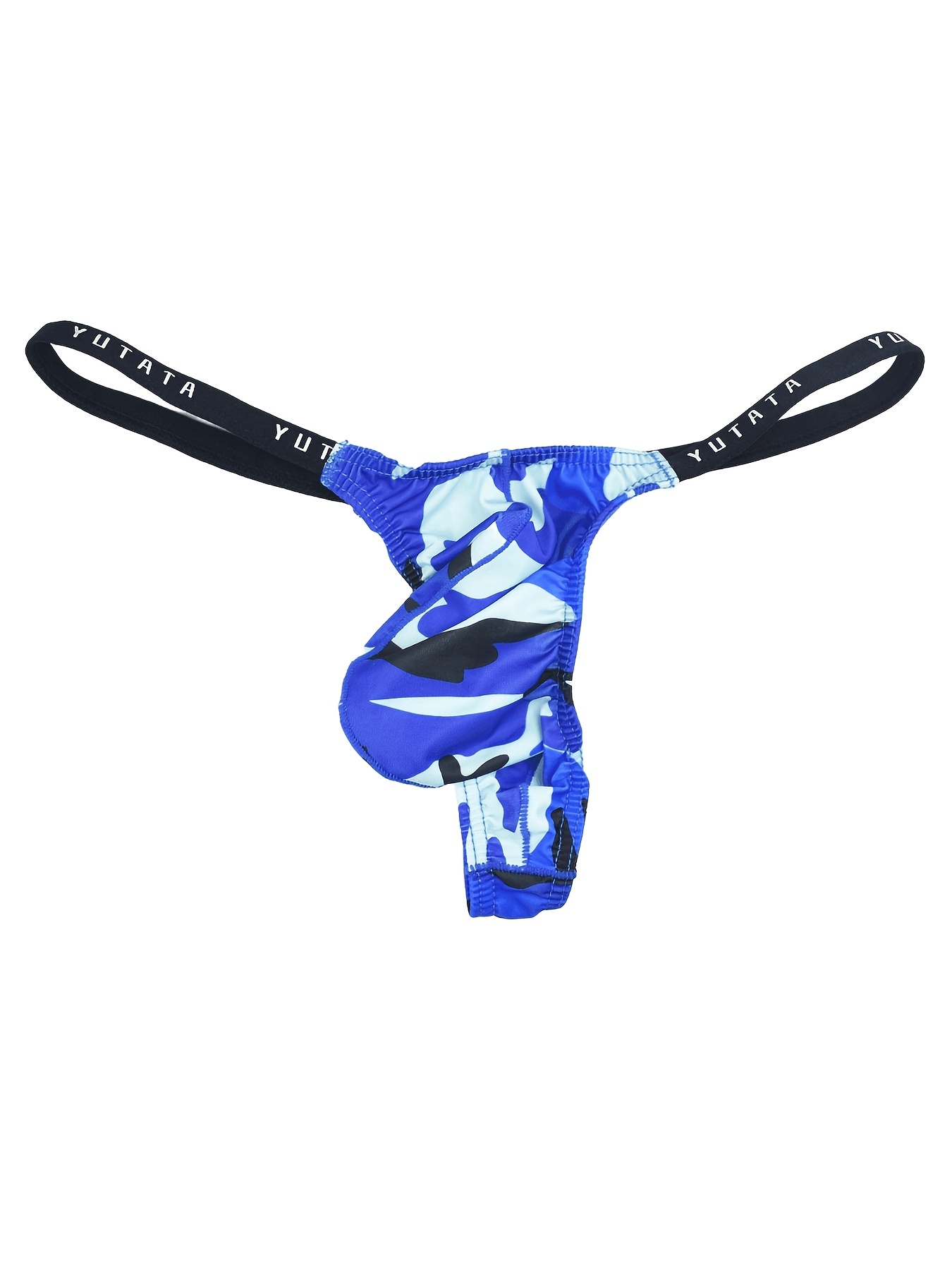 Cathalem Get Today Delivery Items Men Printed Breathable Camouflage Low Waist Knitted T Bar Underwear Underpants Blue Medium, Men's