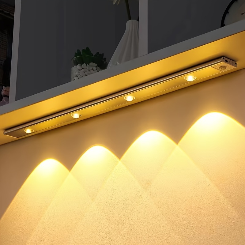 Barra de luz led con Sensor de movimiento PIR, lámpara de interior, efecto  ojo de gato, 30cm, 40cm, recargable para armario de cocina - AliExpress