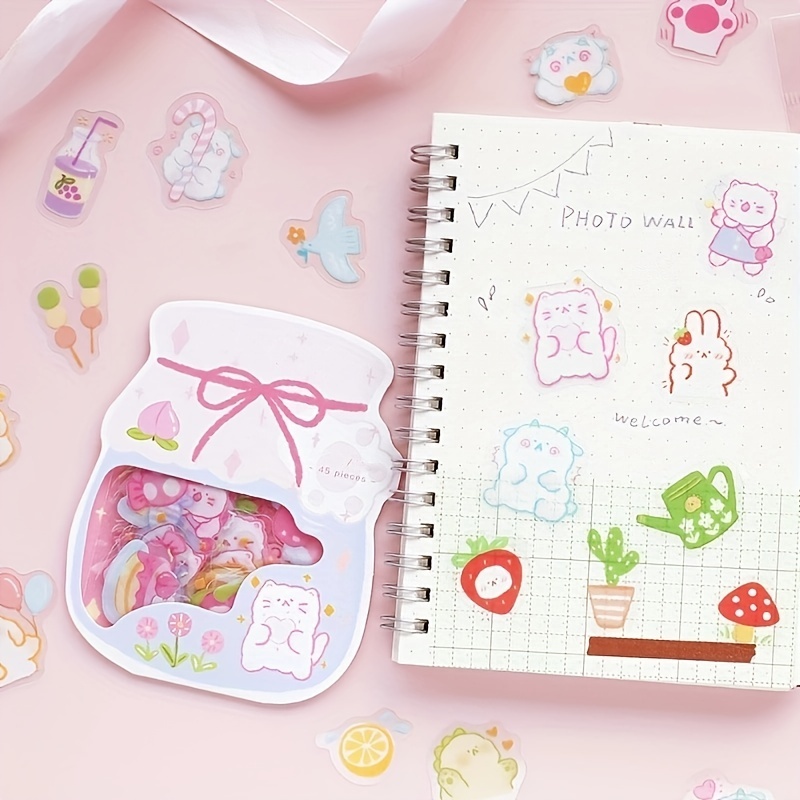 45 Pcs/box Cute Cat Stickers Scrapbooking Planner Paper Stick Label  Decorative Diary Stationery Album Kawaii