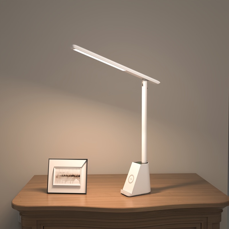 Lámpara de escritorio LED con cargador inalámbrico de 10 W y puerto de  carga USB, lámpara de escritorio de estudio, lámparas de lectura para  oficina