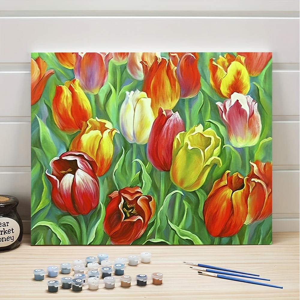 1pc,Paint By Numbers For Adults Flower Leaves DIY Digital Oil Painting  Acrylic Paint Leisurely Painting Kits Canvas Wall Art Colorful Flower  Bedroom W