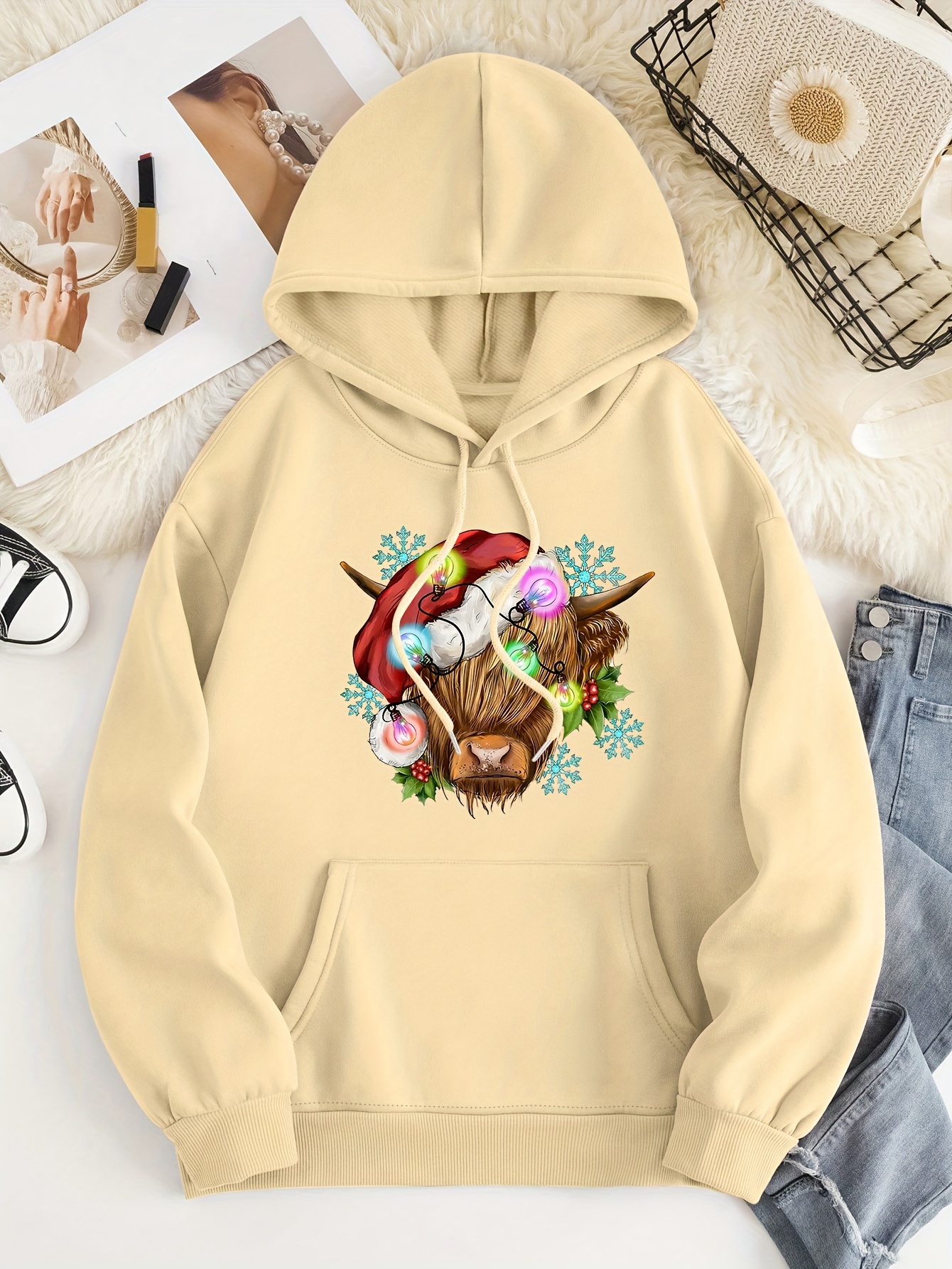 Cow hotsell print hoodie