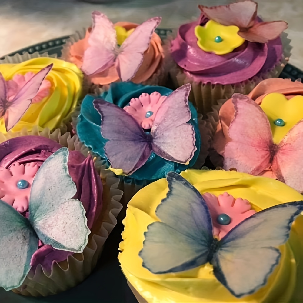 Catelves 72 torte decorative a forma di farfalle, carta di riso  commestibile, decorazione per torte, decorazione per torte, farfalle,  cupcake