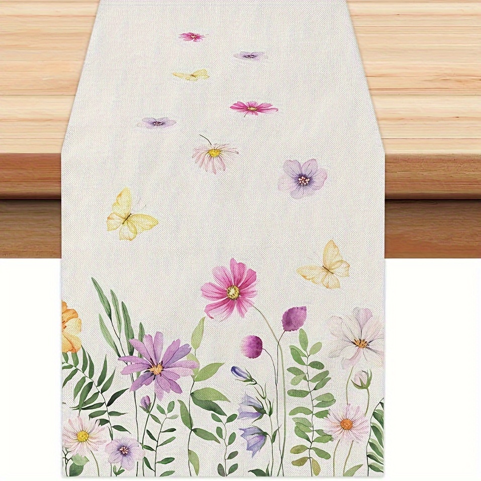 TEMU 1 runner da primaverile estivo, runner da con fiori, decorazioni stagionali per cucina e sala da per feste, interni ed esterni, feste