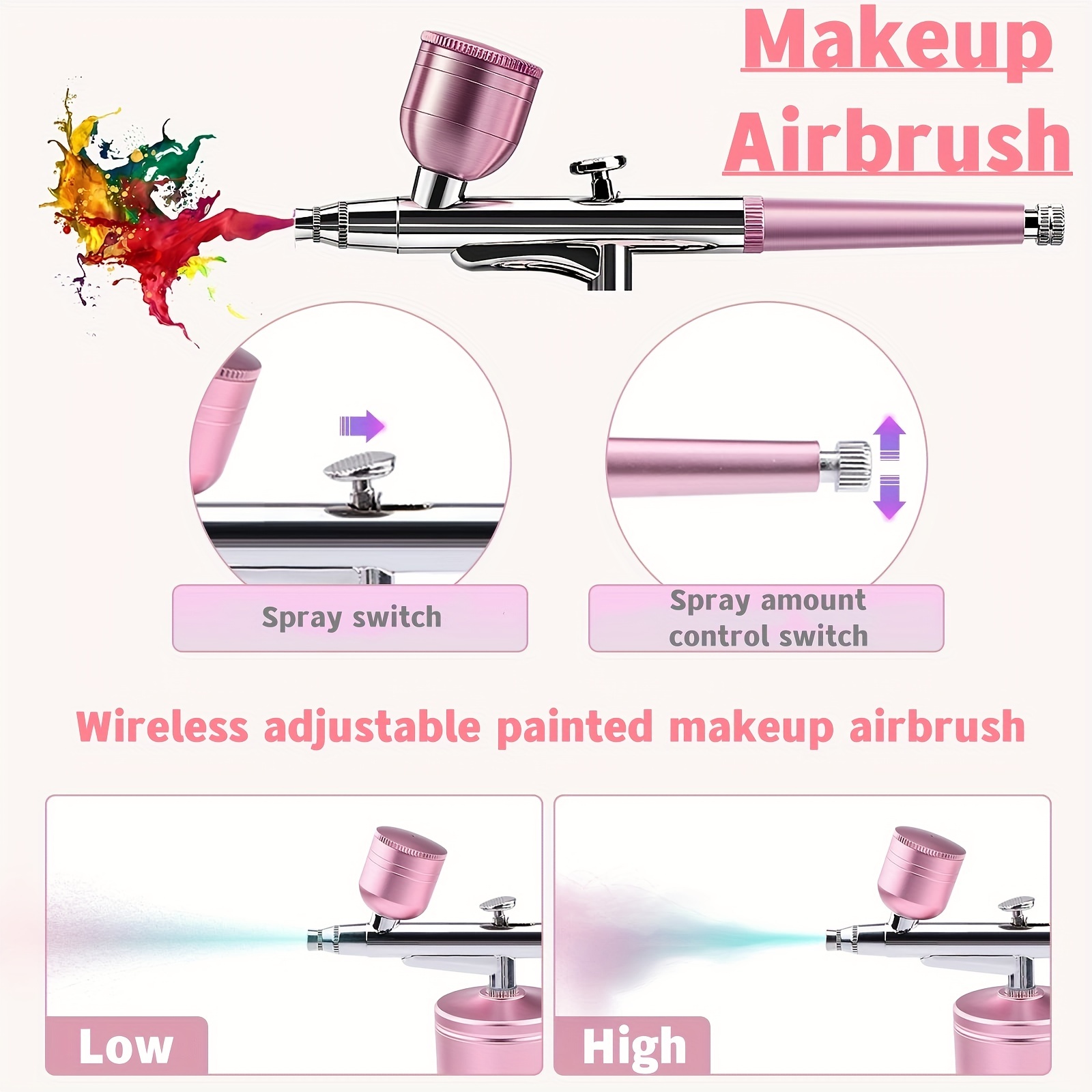 Portable Nail Airbrush Machine Cordless Nano Spray Gun Barber Hair