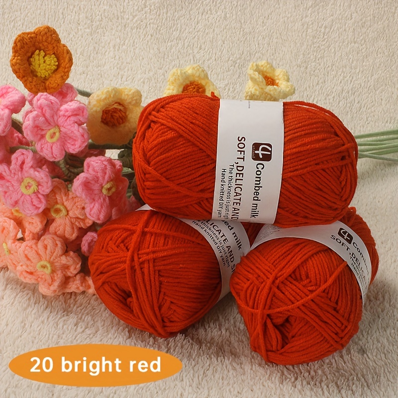 50% Wool Yarn for Crocheting,Thick Yarn for Crocheting,Crochet Yarn for  Crocheting,Yarn for Crafts,Crochet Yarn for Sweater,Scarf,Hat(Bright Red)