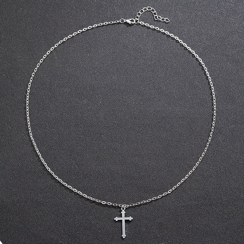 Men's Cross Pendant Necklace, Polished Design