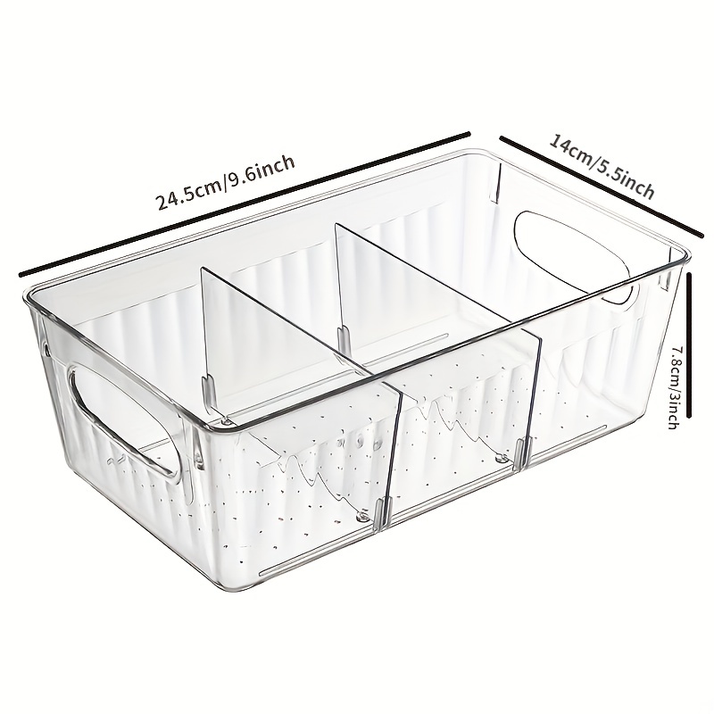 Plastic Bathroom Storage Organizer Bin Box - 3/4 Divided Sections - For  Cabinets, Shelves, Countertops, Bedroom, Laundry Room - Clear - Temu