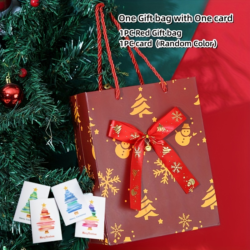 Christmas Gift Bag Set With Christmas Card Christmas Paper - Temu