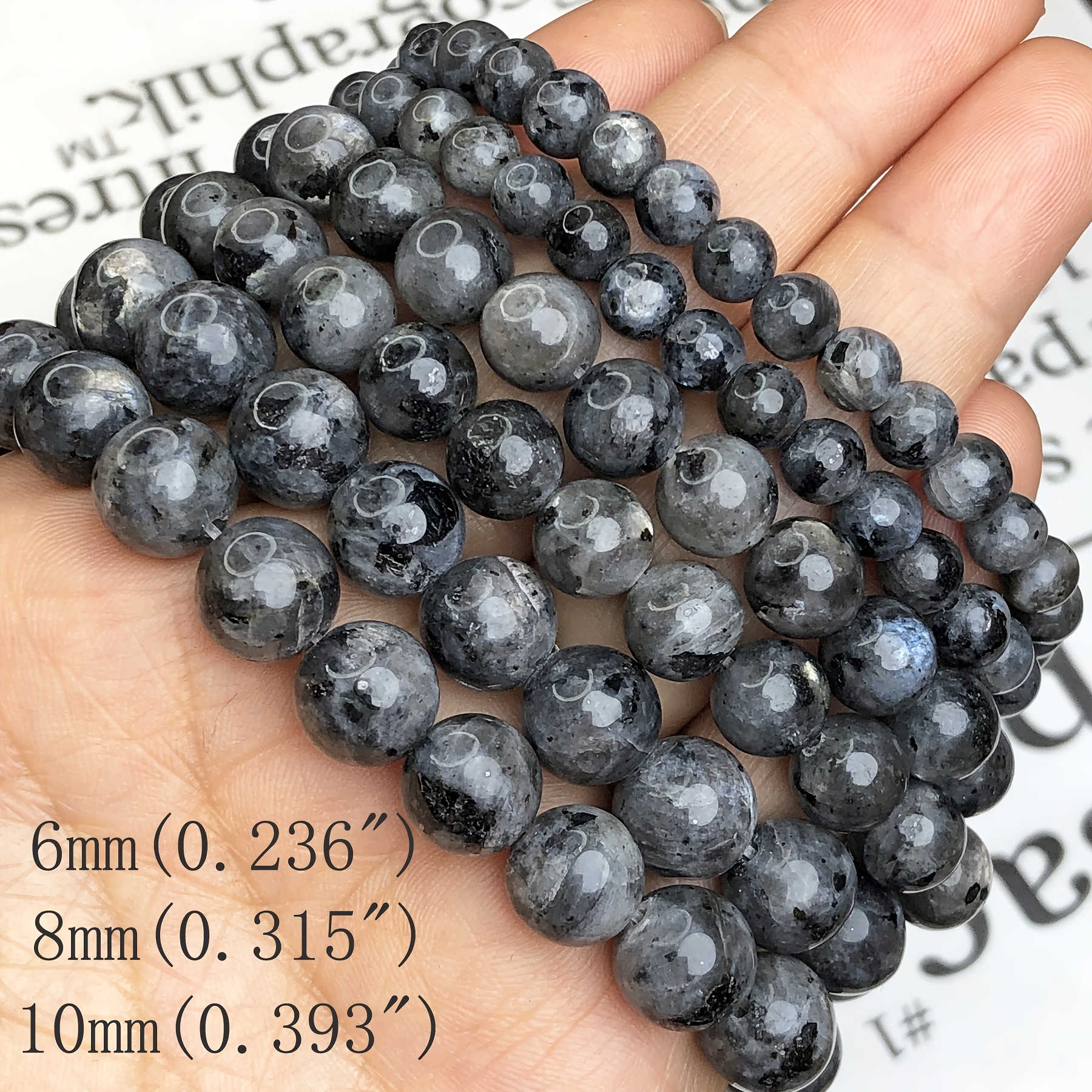 4/6/8/10mm Natural Stone Beads Black Lava Hematite Stone Loose Round Beads  For Jewelry Accessories Making Bracelet 15