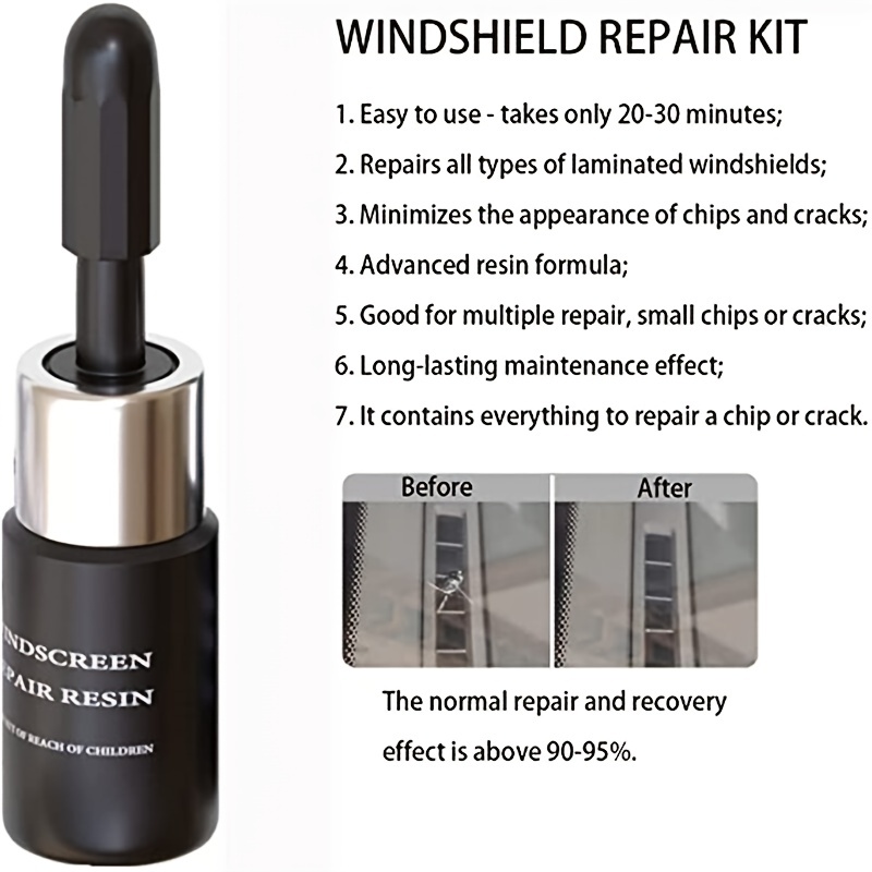 Windshield Repair Kit,Windshield Chip Repair Kit for Chips and Cracks,Glass  Chip Repair Kit with 2 Bottles of Resin Liquid for Quick Repair of Auto