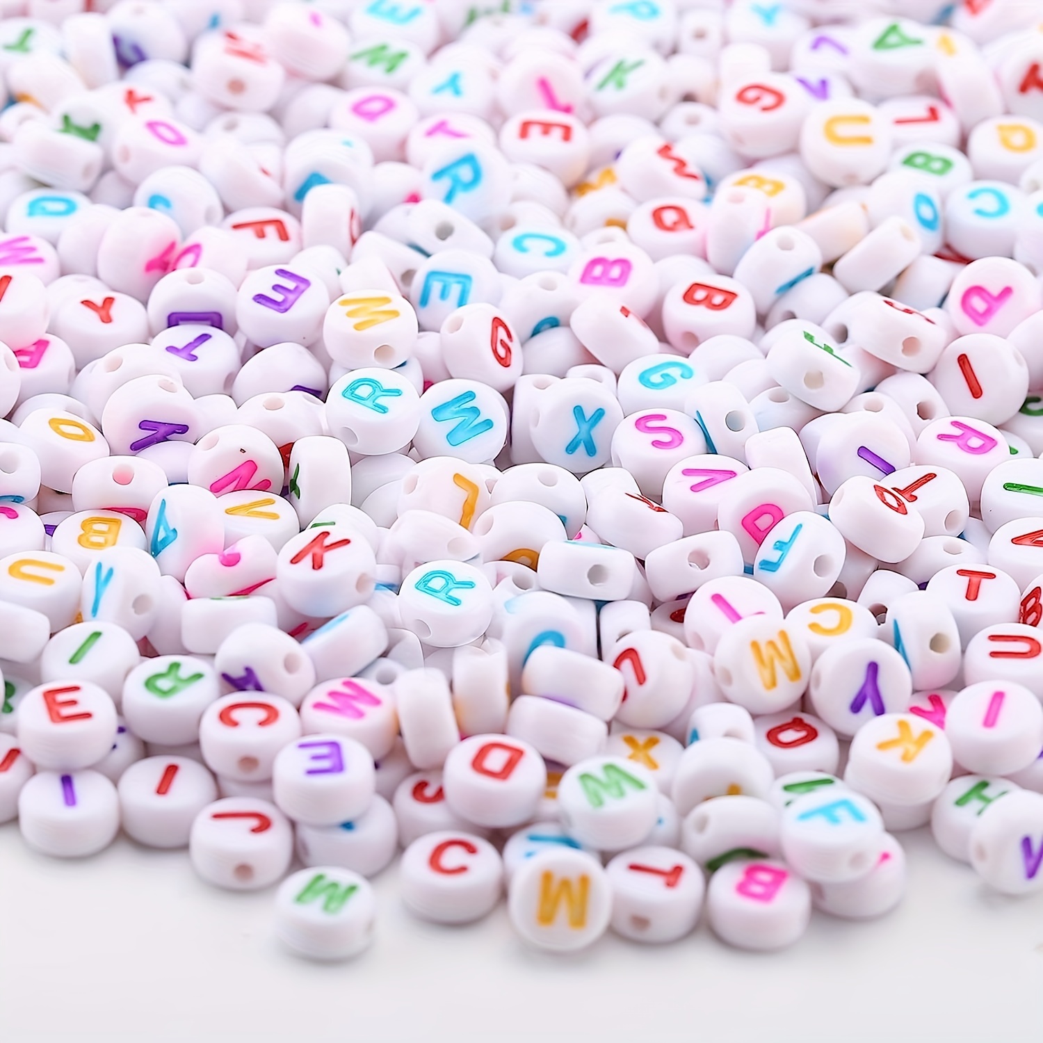 Round Letter Beads Colorful Acrylic Beads With Golden - Temu