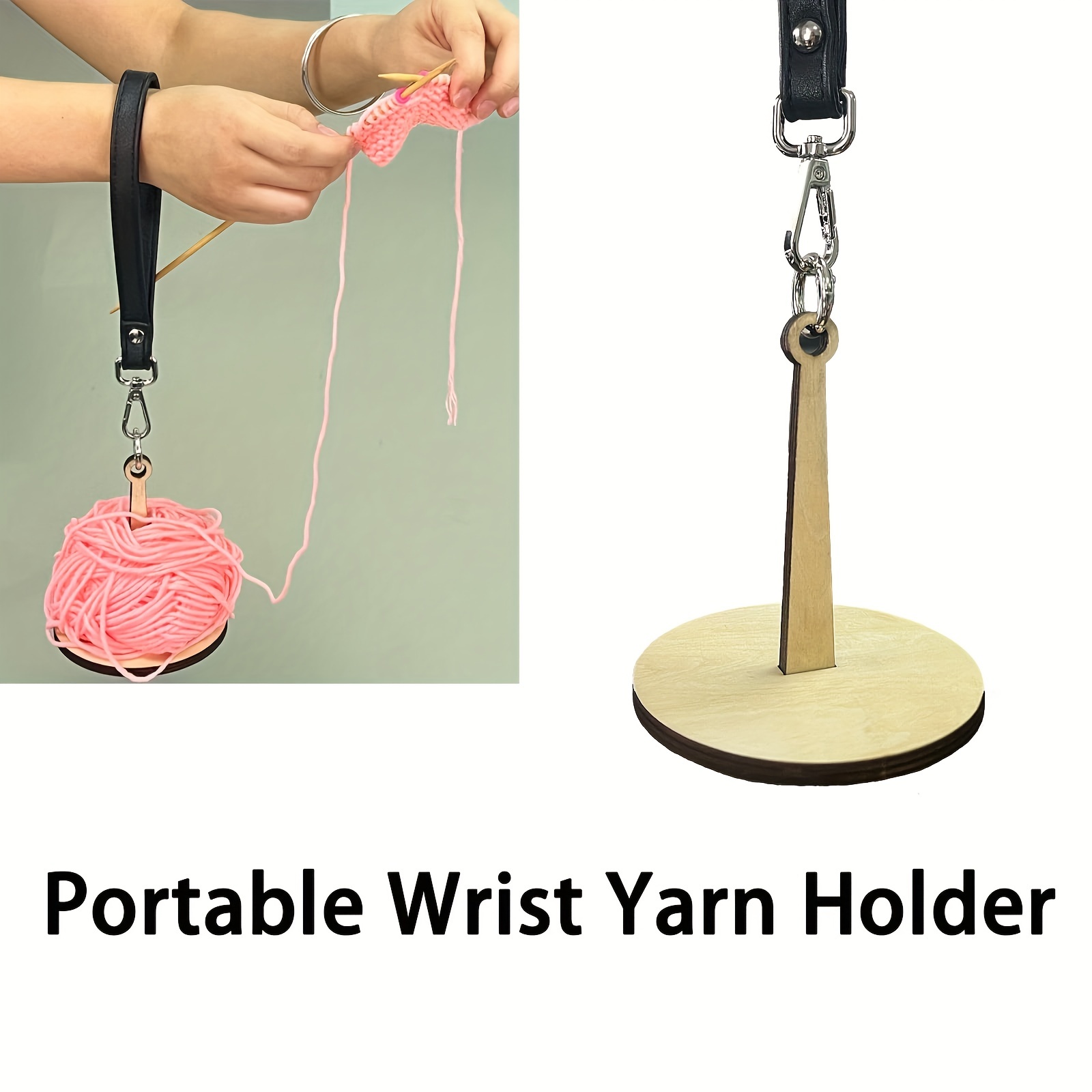 Wood Yarn Holder Portable Wooden Yarn Holder with Wrist Strap