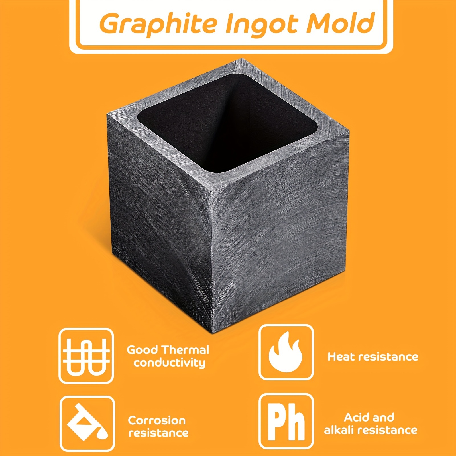  VEVOR Crisol de grafito de 6.6 lbs para horno de grafito de un  solo anillo de metal fundido, molde de lingote para fundir metal, oro,  plata, cobre, aluminio, horno de fundición