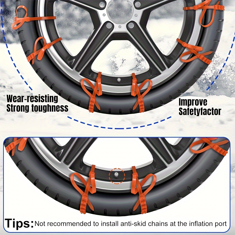 12pcs Schneeketten, Auto Kabel Reifen Wiederverwendbare Antiskid Schlamm  Ketten Schneeketten Für Autos LKW SUV Reifen Notfallfahren Anti-Rutsch-Kette