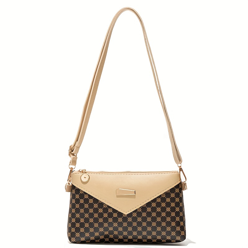 Retro Lattice Pattern Crossbody Bag, Pu Leather Flap Shoulder Bag