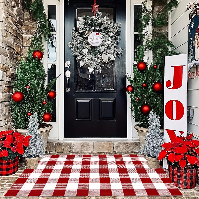 Buffalo Plaid Rug, Outdoor Rug Front Door Decorative Mat, Hand-woven  Foldable Rug For Layered Door Mats Washable Carpet For Front Porch,  Entryway, Farmhouse - Temu
