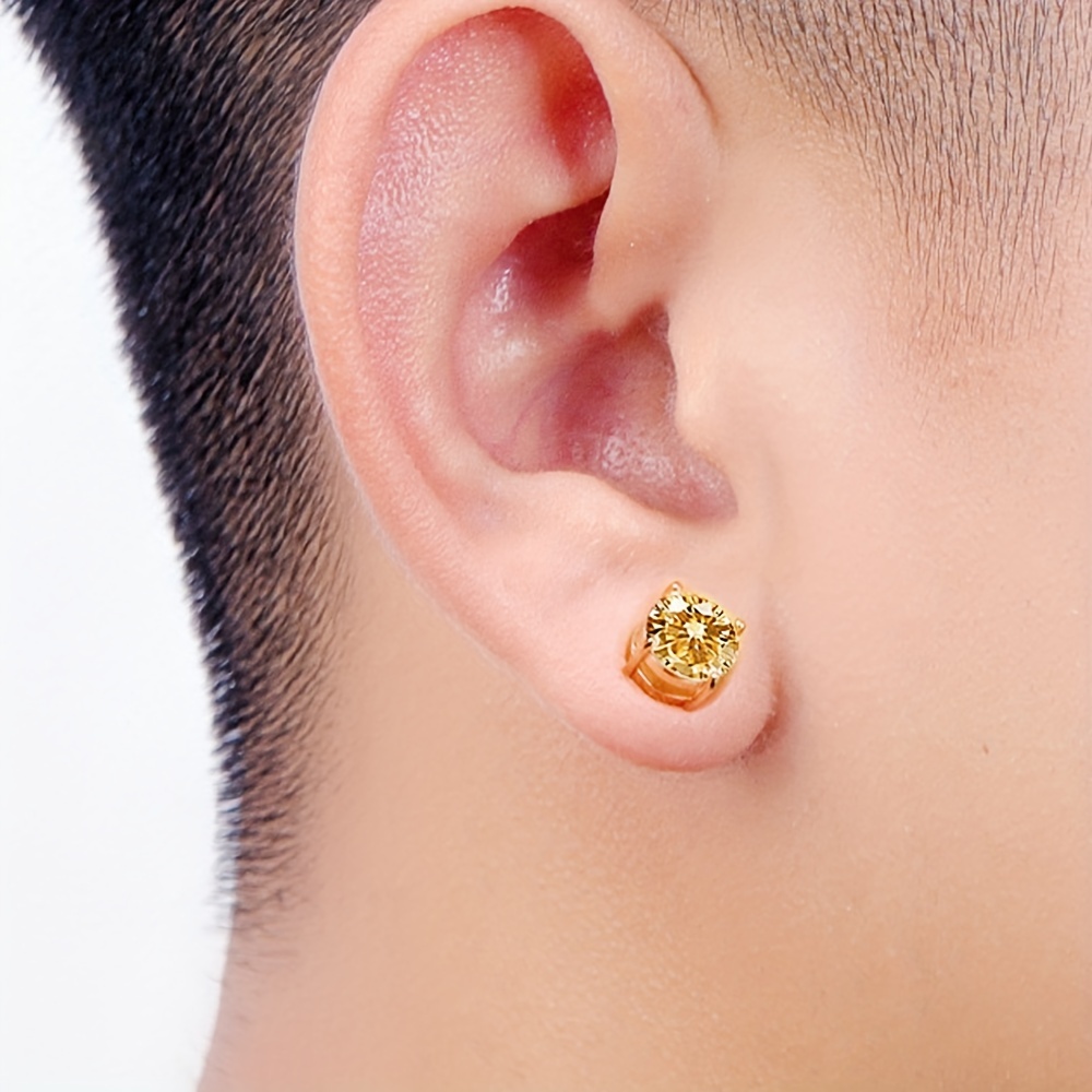 6pcs Stainless Steel Non Piercing Magnetic Earrings, Zircon Magnetic Ear  Clip, Hip Hop Simple Ear Jewelry For Men