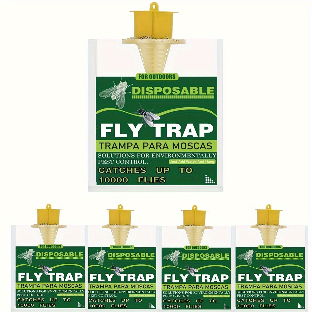 5pcs, Nontoxic Fly Traps Hang Up For Balcony, Patio, Garden To Catch