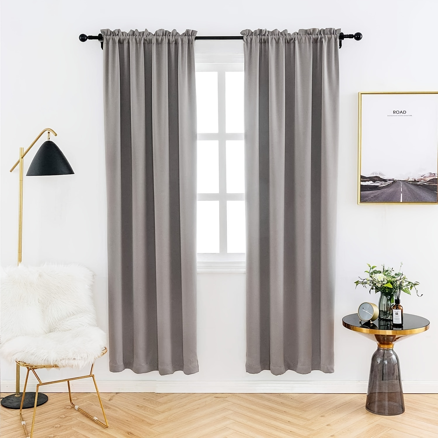 Cortinas opacas de color gris amarillo degradado para sala de estar de 63  pulgadas de largo, cortinas opacas decorativas con aislamiento térmico para
