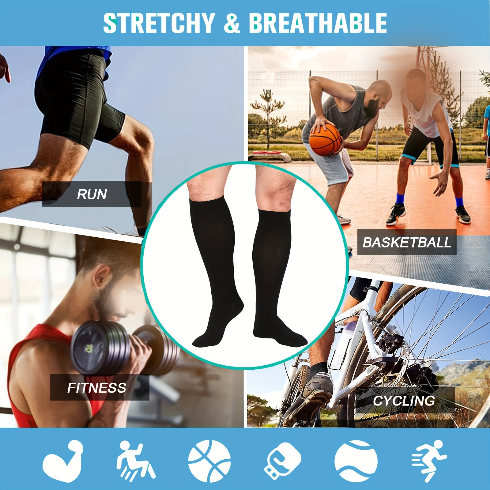 Compression Socks for Women & Men 15-20 mmHg Knee High Stockings