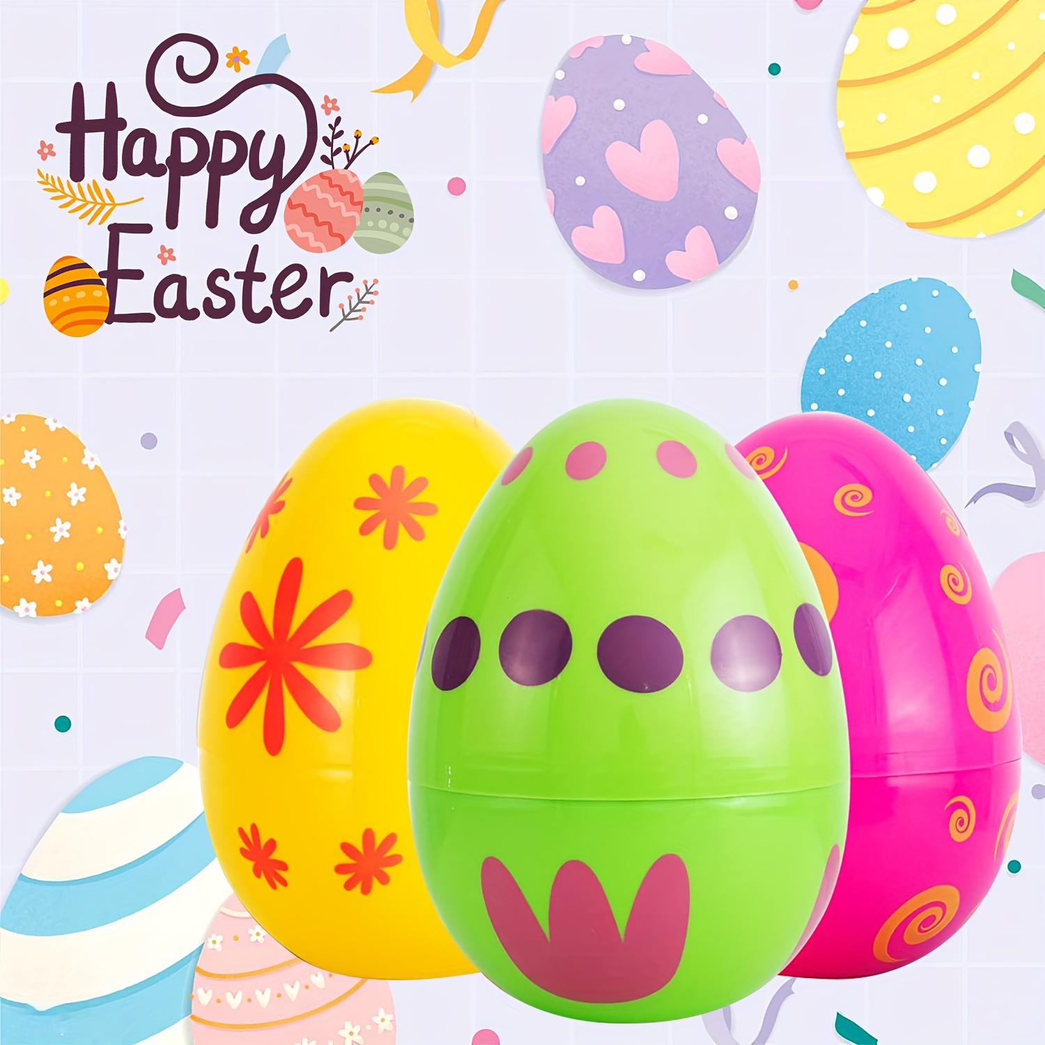 Huevos de Pascua de plástico de diferentes colores 30 cm