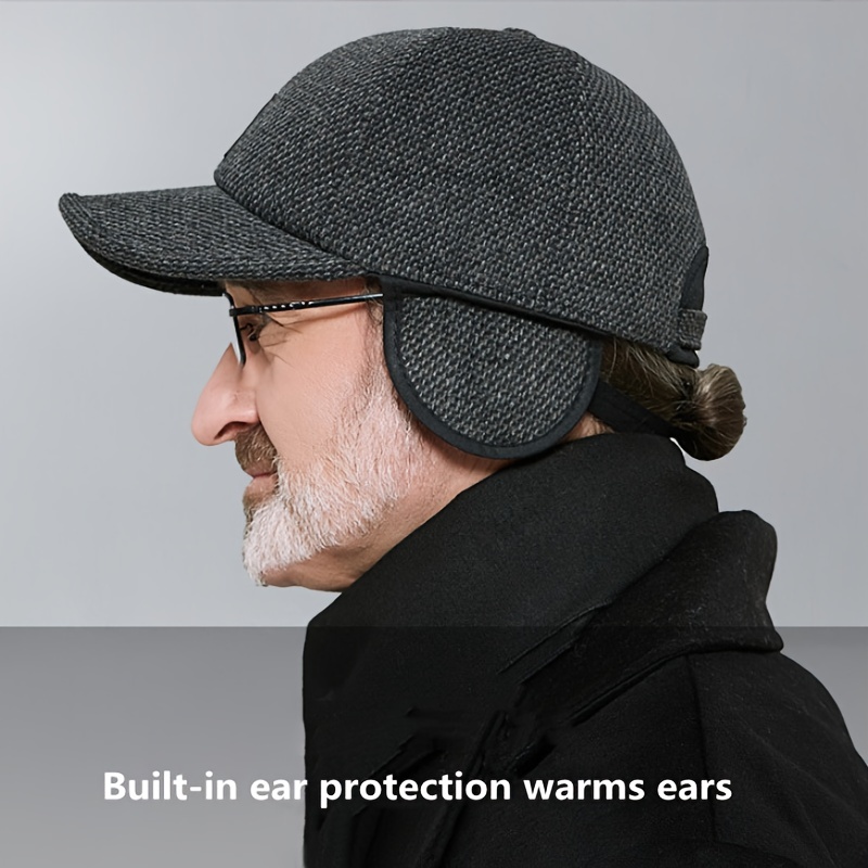 Men's Winter Ear Protection Baseball Cap - Windproof Thick Warm Cap