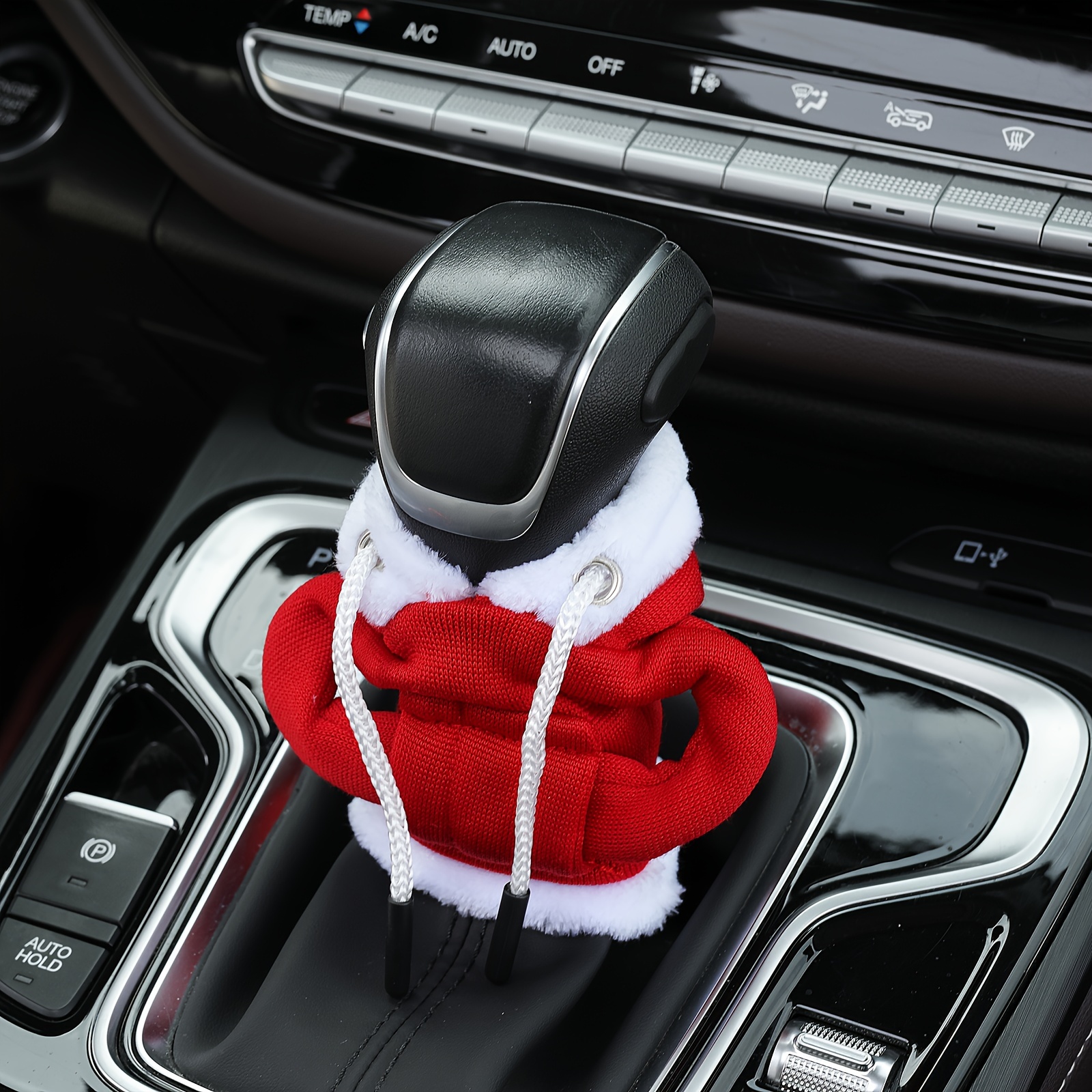 Santa Claus Car Gear Shift Cover Hoodie, Fashionable Mini Hooded Sweatshirt For Auto Gear Stick Shifter Knob, Christmas Gifts