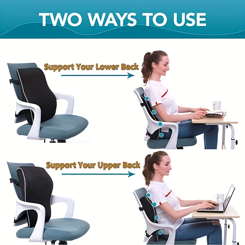 Memory Foam Lumbar Back Support Pillow and Seat Cushion for Office