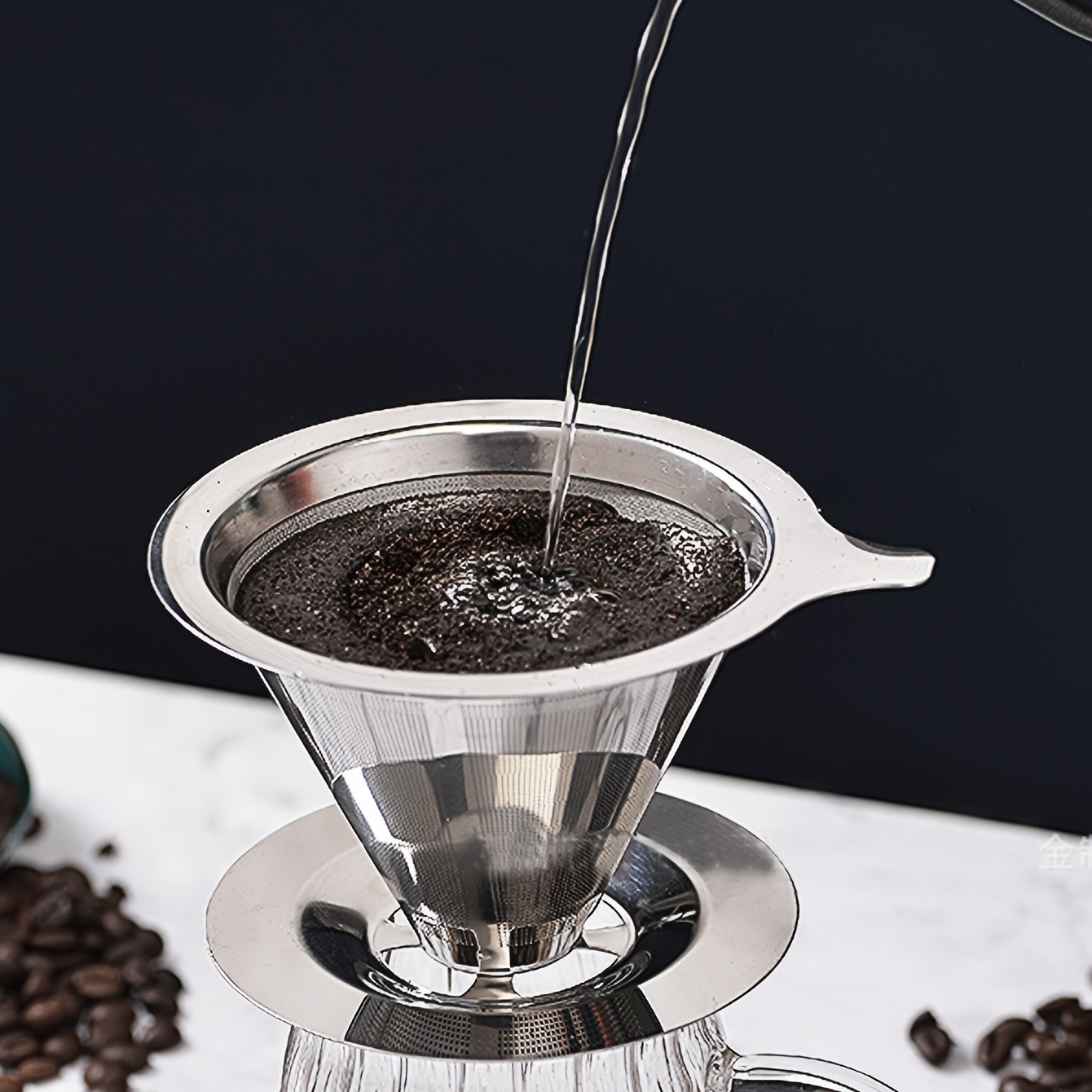 Filtro de café reutilizable de acero inoxidable para verter sobre café,  colador de café de metal sin papel, cafetera de una sola taza, 1-4 tazas  para