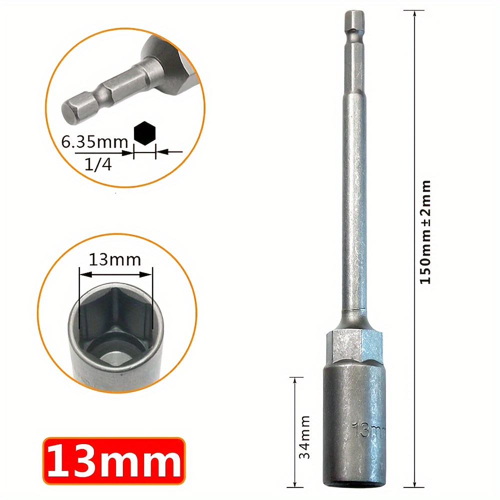 1pc 5.5-19mm Lengthen Electric Drill Socket Head Nut Driver Bit Impact Drill Bits Adapter Socket Wrench Extension Bar 150mm