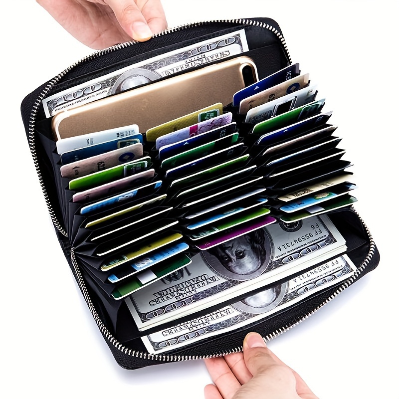 

36 Card Slots Anti-degaussing Anti-theft Fashion Business Wallet, Unisex Multi-card Large-capacity Multi-functional Wallet, Card Bag Men's Zipper Handbag Mobile Phone Bag