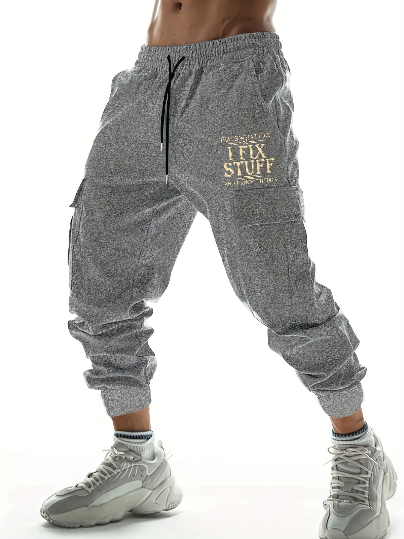 Trendy Hipster Fix Stuff Print Cargo Pants Men's Multi Flap - Temu Canada