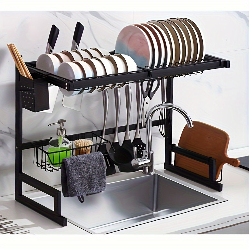 1pc Stainless Steel Kitchen Sink Storage Rack Full Set