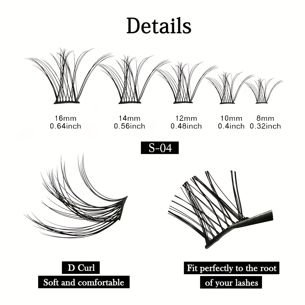 100pcs Mix D Curl Cluster Lashes 8-16mm Soft & Natural False Eyelashes DIY