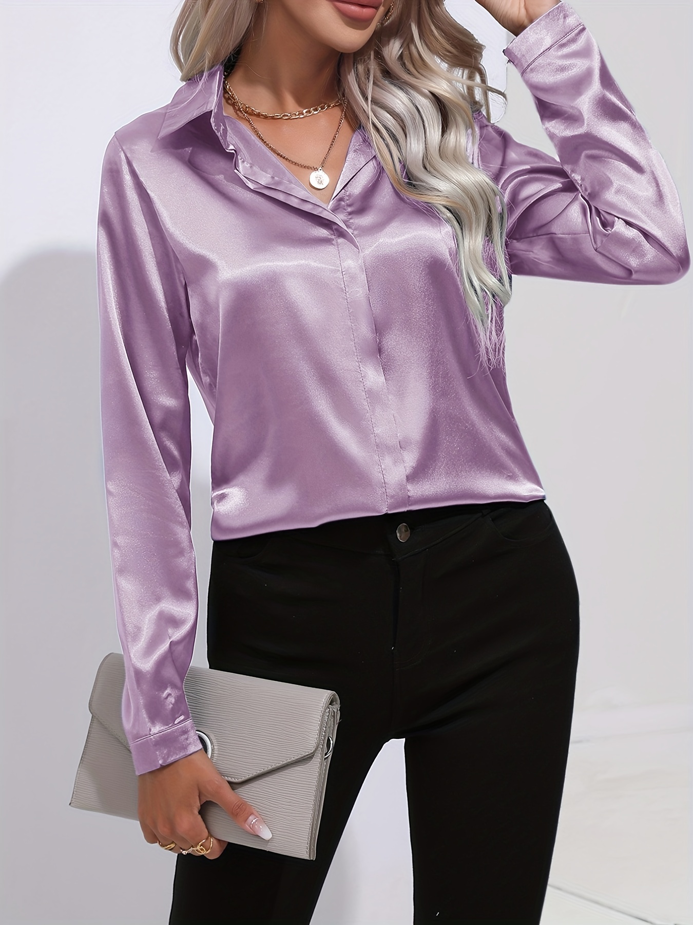 2023 Satin Long Sleeve Women's Shirts New Chic Office Lady Blouses