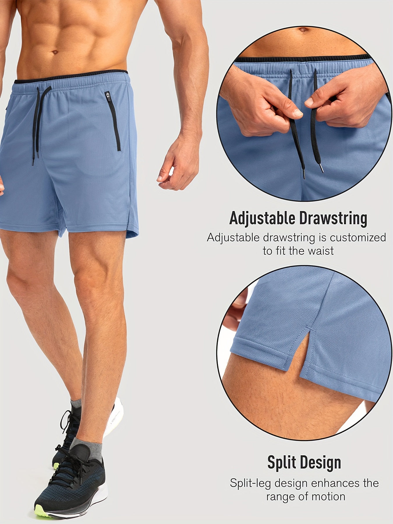 Quick Drying Comfy Shorts Men's Casual Zipper Pockets - Temu