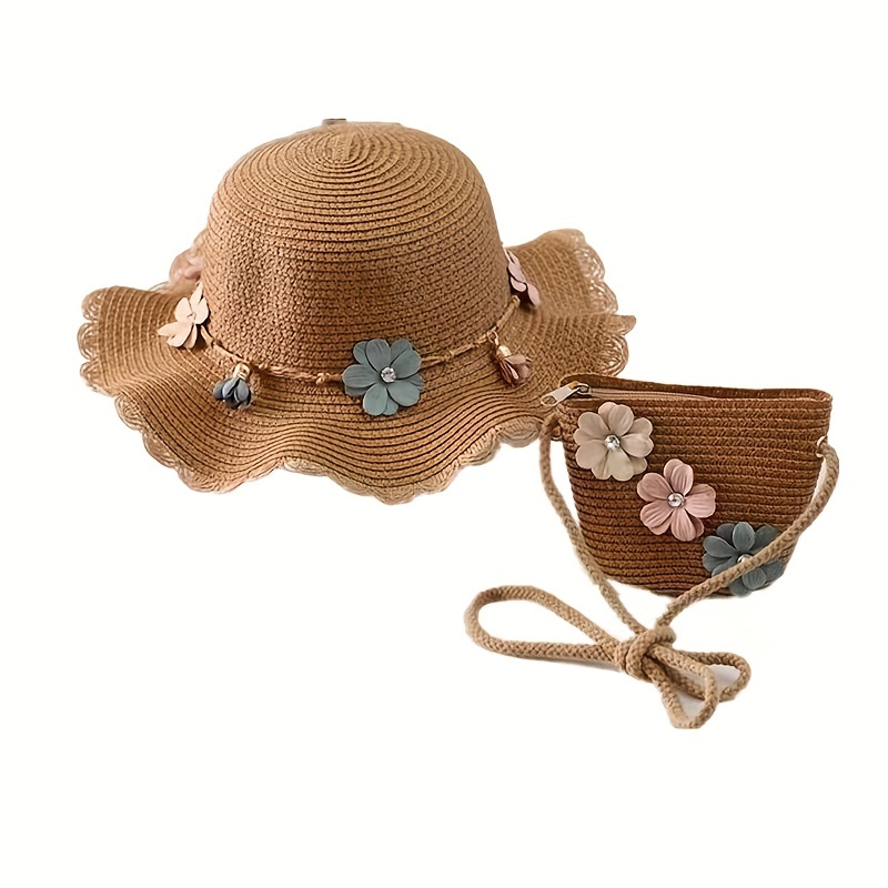Summer Baby Flower Breathable Hat Straw Hat Handbag Bags - Temu United Arab  Emirates